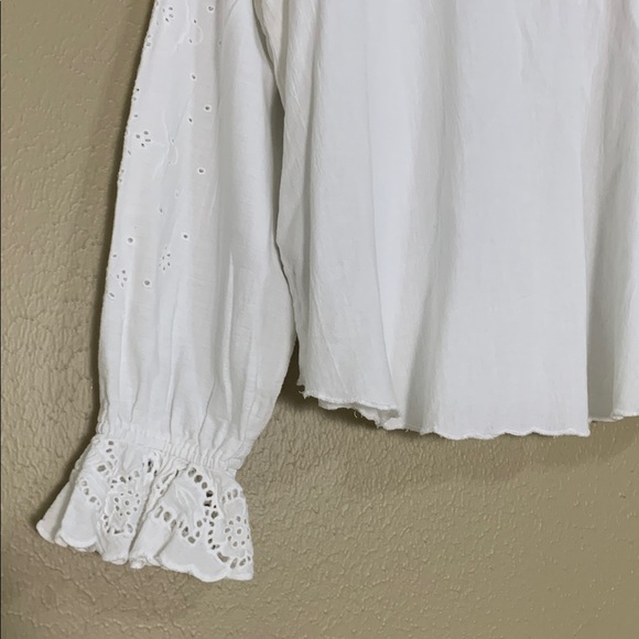 ba&sh Women’s Feely‎ Eyelet Ruffle Trim White Shirt Cottage-core Romantic Small - Picture 7 of 10